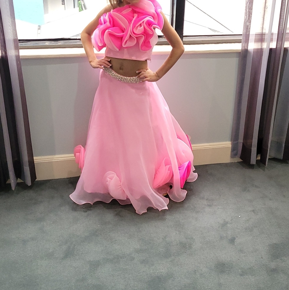 Elegant Pink Ruffled Kids Formal Dress